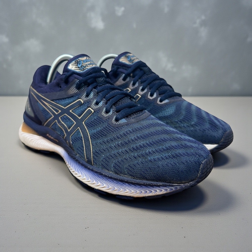ASICS Gel Nimbus 22 Womens Size 10 Running Shoes Navy Gold 1012a587 Outdoor Jog